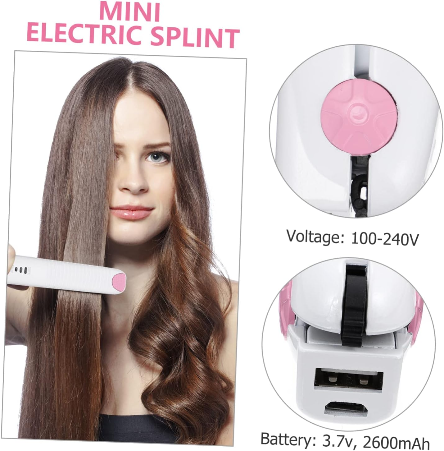 BAZEITFLOW Travel Cordless Hair Curler Straightener USB Rechargeable Mini Styling Tool for Women Men Lightweight Portable for Effortless Styling Anywhere image number 4