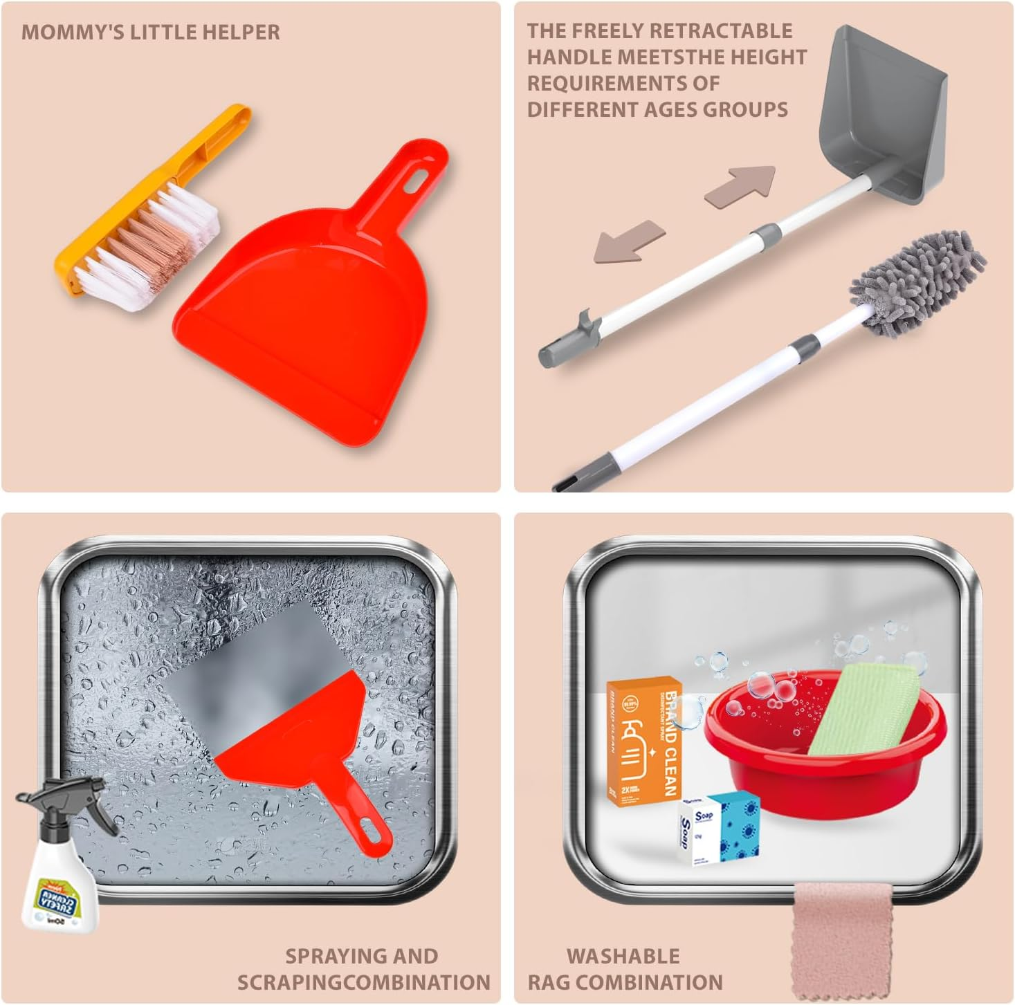 Kids Cleaning Set 29 Piece - Toys Cleaning Carts Includes Real Working Vacuum Cleaner, Broom, Mop,Spray Bottle,Educational Toddler Pretend Play Toy Gift for Boys Girls Ages 3+ (Blue) image number 3