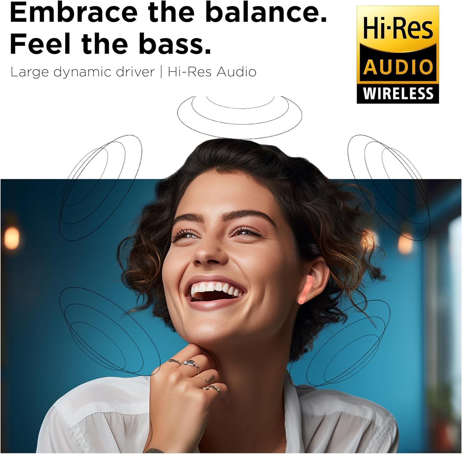 Motorola Moto Buds (Bluetooth 5.3 Earbuds, Hi-Res Sound, Dolby Atmos, Active Noise Cancellation, Wireless Charging, up to 42 Hours Battery Life, 3-Way Microphone System) Starlight Blue image number 2