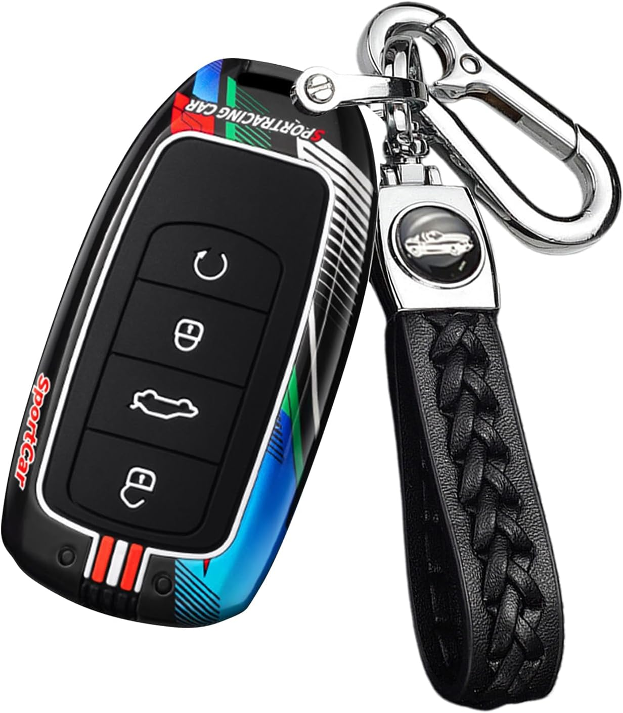 Ontto Luminous Car Key Fob Cover Fit for Chery Jaecoo J7 J8 7 Tiggo 8Plus 8 5 plus 7Pro Max Omoda 5 C5 Arrizo Key Holder Metal Smart Shell Case Keyring Keychain Auto Styling Accessories Red 3