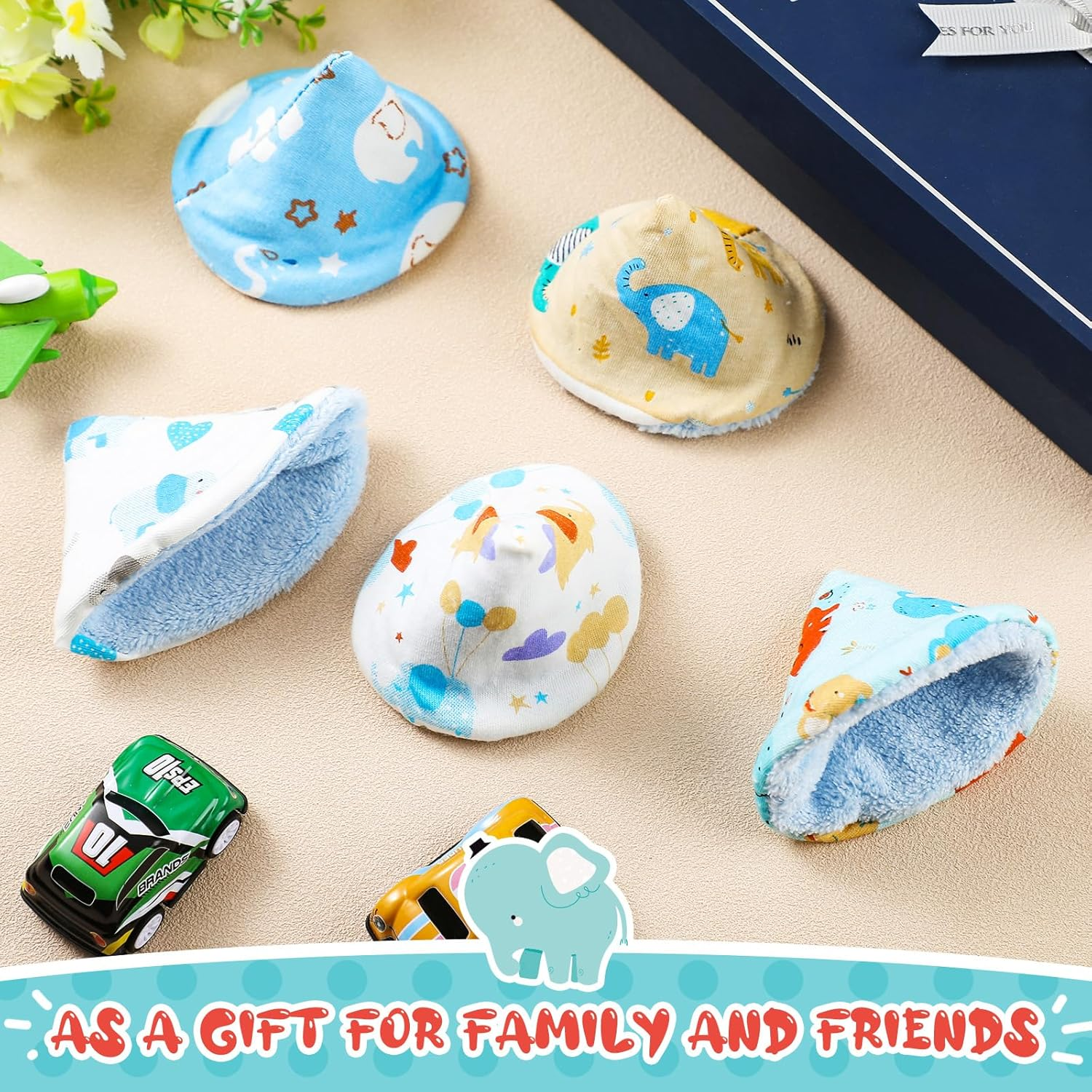 Timgle 10 Pcs Coral Velvet Pee Covers Baby Boy, Strong Water Absorption Pee Shield for Baby Boy, Reusable Pee Cap, Diaper Changing Accessory for Boys Newborn Gift (Elephants) image number 3