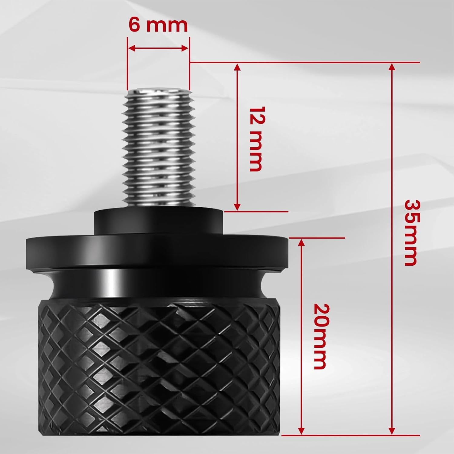 Stainless Knurled Fender Seat Bolt Screw 1/4"-20 Thread for Harley Davidson - American Skeleton - Black image number 4