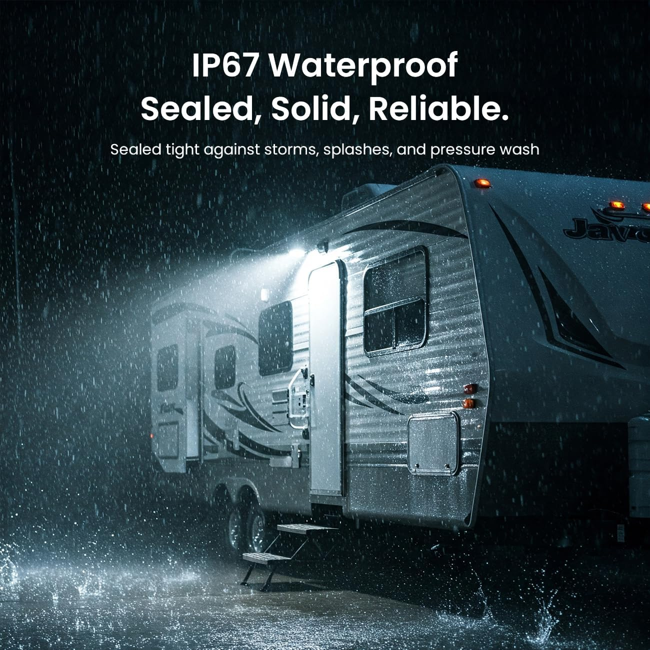 Safoner Aluminum LED RV Porch Light Exterior Oval- 1400LM Bright White & Amber Switchable Lighting, IP67 Waterproof Exterior Fixture- 12V Outdoor Light for Travel Trailer, Camper, Motorhome (White) - Black image number 5