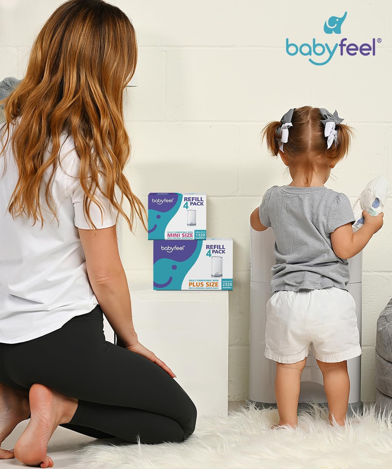 Babyfeel Refills for DEKOR plus Diaper Pails, 8 Pack, Exclusive 30% Extra Thickness, Fresh Powder Scent, Holds up to 4640 Diapers image number 5