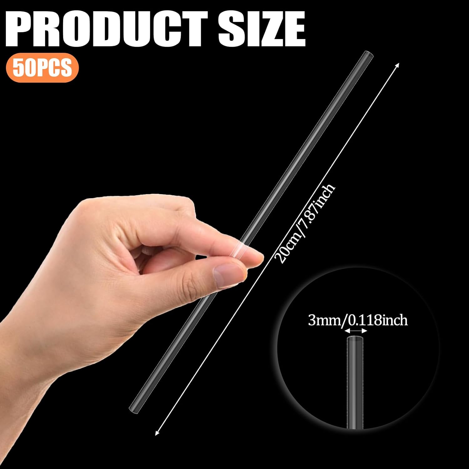 50 Pcs Acrylic Lollipop Sticks 8 Inch Cake Pop Sticks Clear round Stir Rod Reusable Cake Topper Sticks Acrylic Strip for Making Candy Dessert Lollipops Cake Cookie Pop Sticks DIY (3Mm Diameter) image number 4