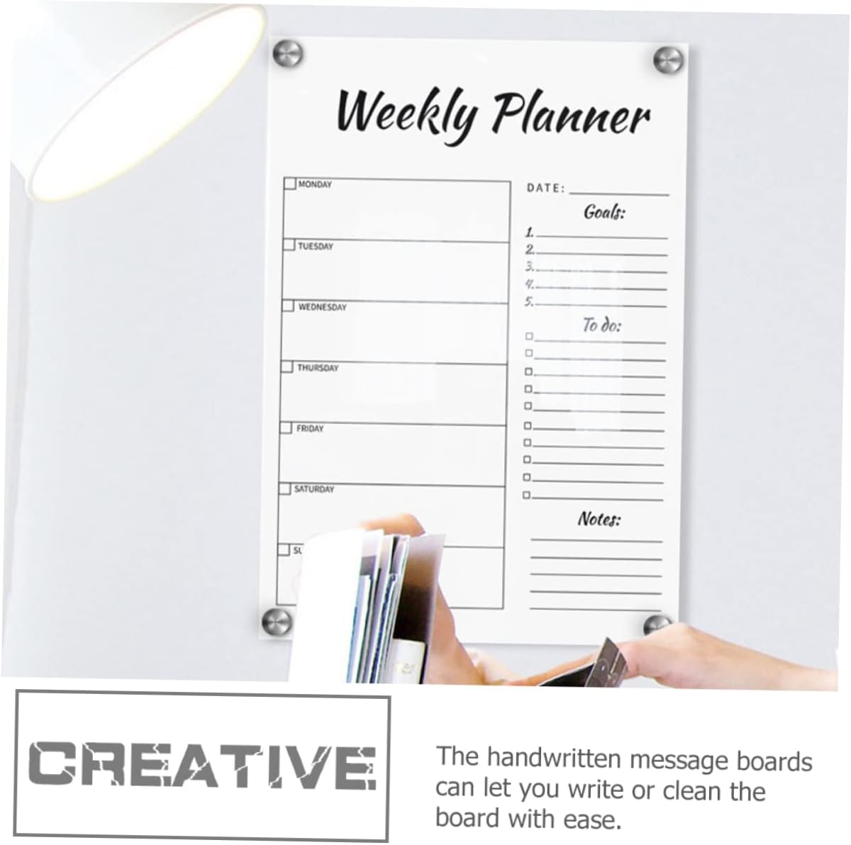 HOODANCOS 1 Message Writing Board Whiteboard Calendar Clear Magnets Handwritten Memo Board Desk Whiteboard Creative Message Board Acrylic Office Whiteboard Eraser Menu Board image number 5