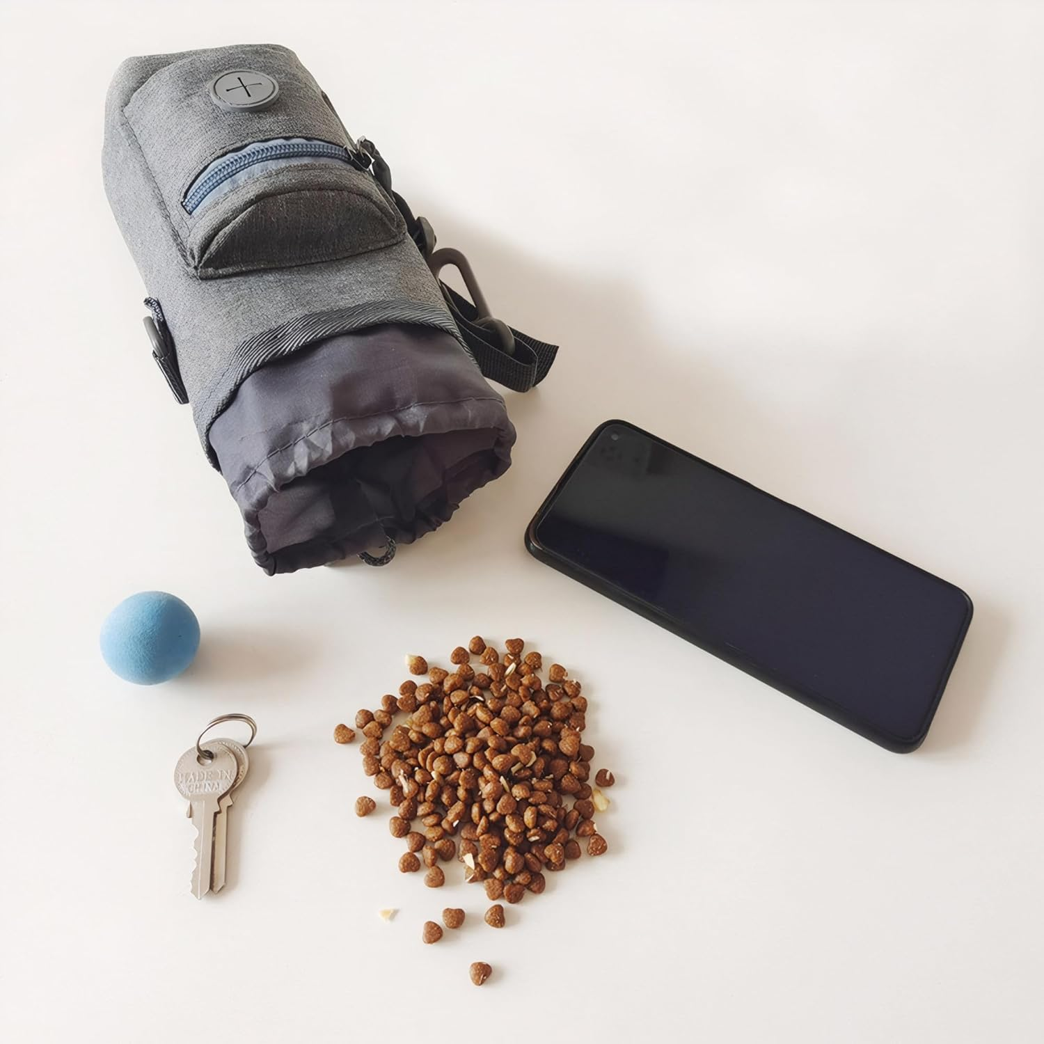 Dog Portable Training Treat Pouch, Poop Bag Dispenser Holder with Drawstring Compartment