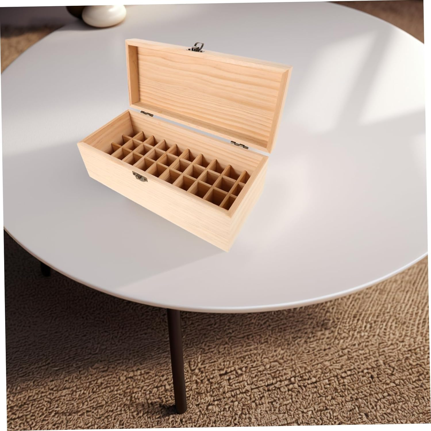 VALICLUD Wooden Essential Oil Storage Box 40-Grid Organizer Case Aromatherapy Bottle Display Stand for Home Use Cosmetic Perfume Holder image number 2