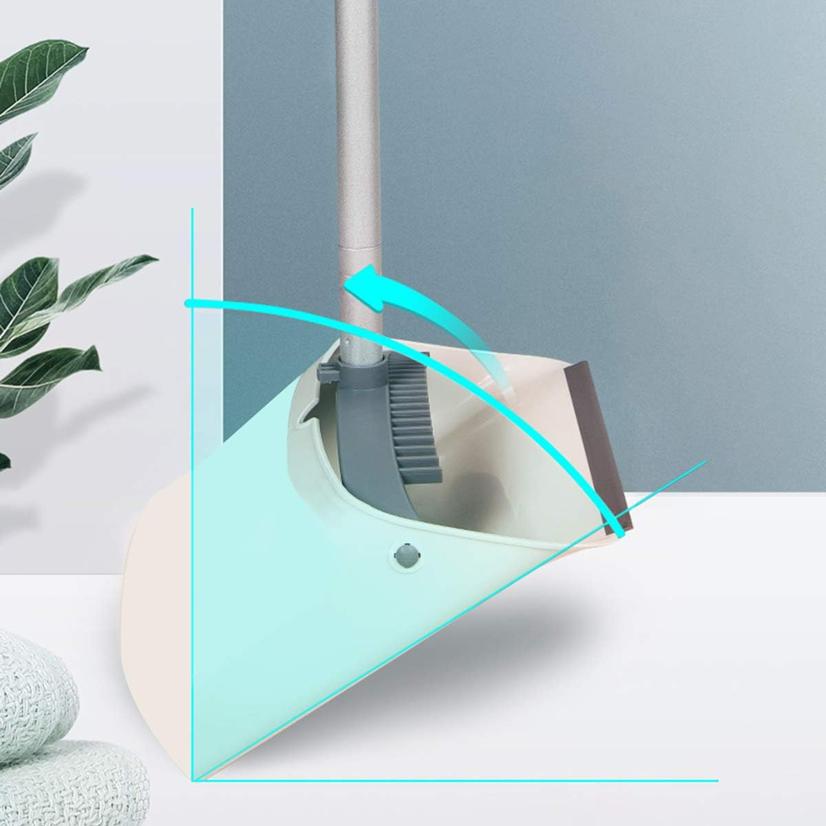 BOOMJOY Broom and Dustpan Set, Long Handle Stand up Store Indoor Outdoor for Home Kitchen with Broom Holder image number 1