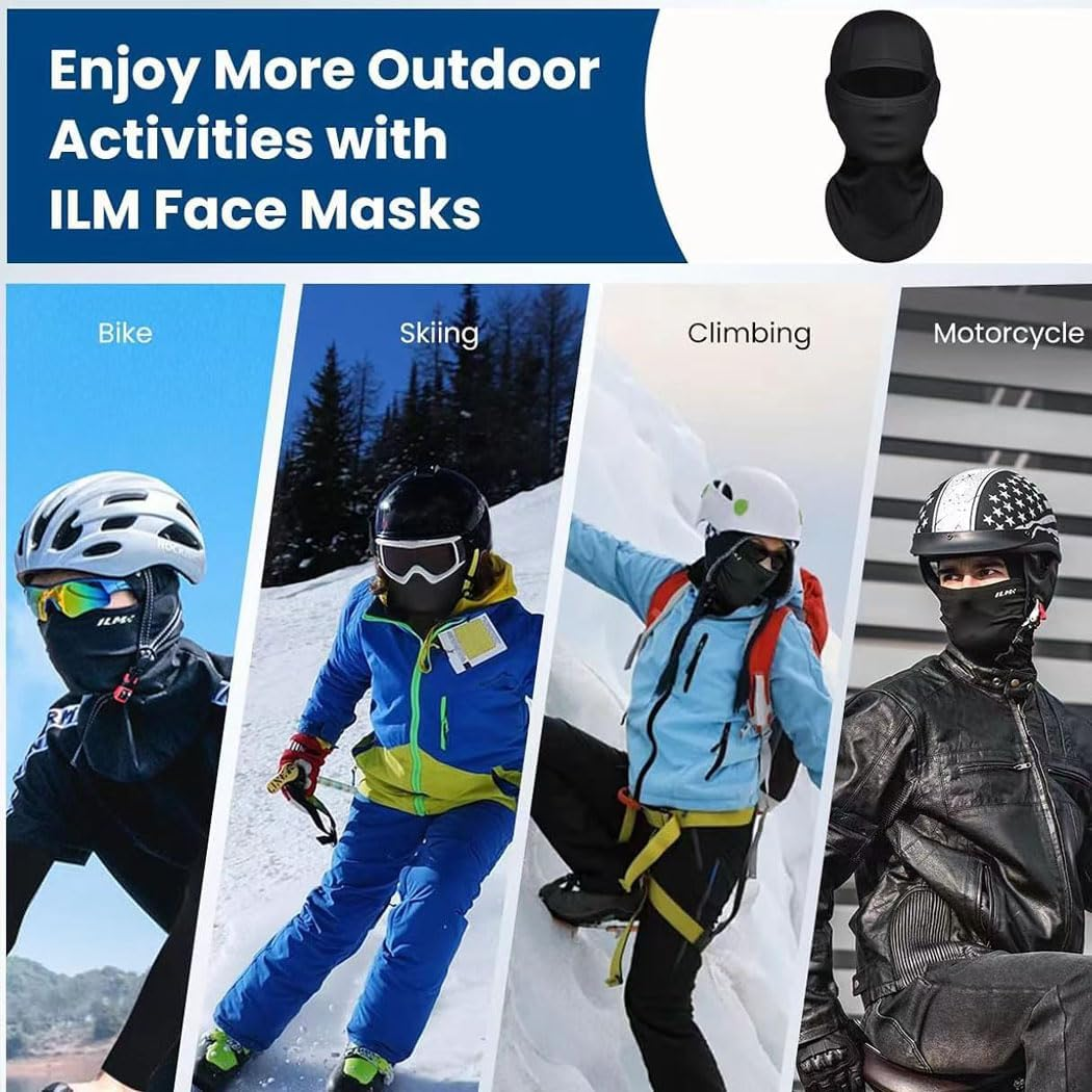 Idopick Face Mask Ski Mask for Men & Women, Balaclava Ski Mask Winter Windproof Thermal Face Cover with Neck Gaiter for Snowboarding Motorcycling Outdoor Activities Black image number 4