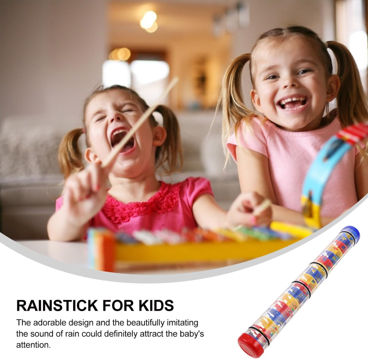 INOOMP Rain Stick Toy: Spiral Musical Shaker - Rain Sound Tube for Toddlers - Auditory and Visual Development Tool - for Family and Classroom Use 40Cm image number 1