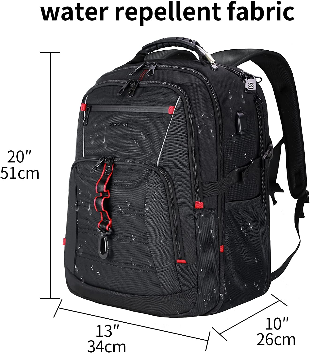 KROSER Gro&szlig;er Rucksack F&uuml;r Herren, 17,3 &ndash; 18,4 Zoll, XXXL, Laptop-Rucksack, Mit Rfid-Taschen Und Wasserdicht, Tragbar, F&uuml;r Reisen/Universit&auml;t/Gesch&auml;ft/College/M&auml;nner/Frauen image number 6