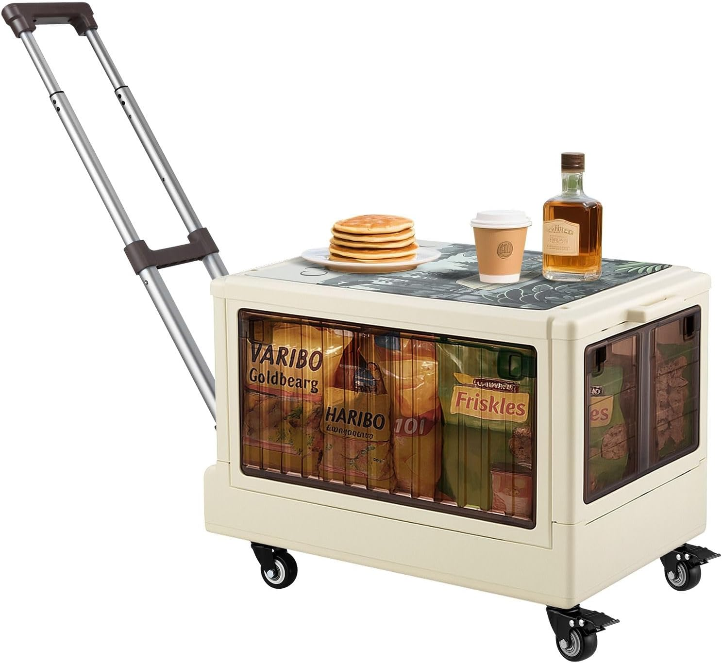 Folding Wagon Cart Collapsible Wagon with All-Terrain Wheels for Beach Picnic Garden Utility Trolley Trailer Barrow Market Grocery Shopping Sports Outdoor Camping Luggage Collapsible 150Kg