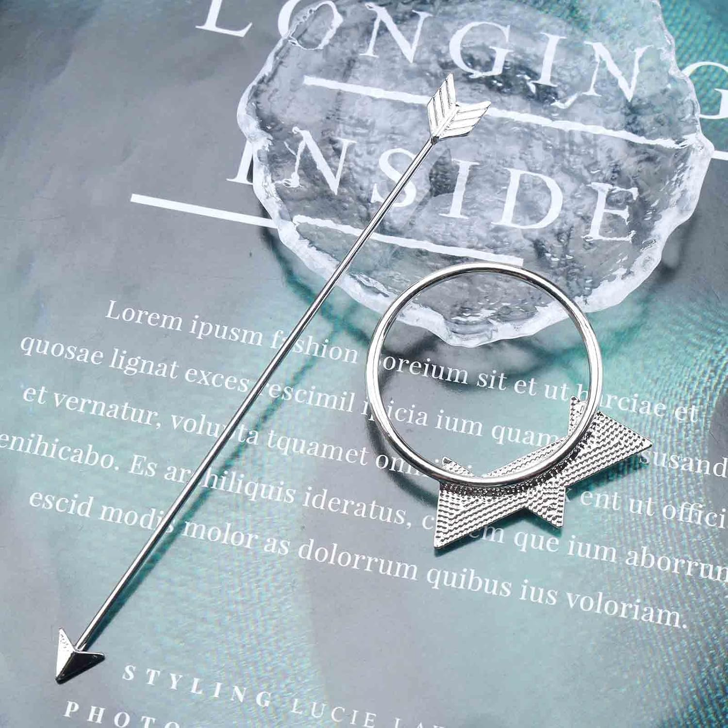 Yheakne Antique Arrow Circle Hair Clip Geometric Hair Clip Holder Pin Vintage Hair Clip Bun Holder Alloy Hair Clip Metal Decorative Hair Accessories for Women and Girls (Silver) image number 5