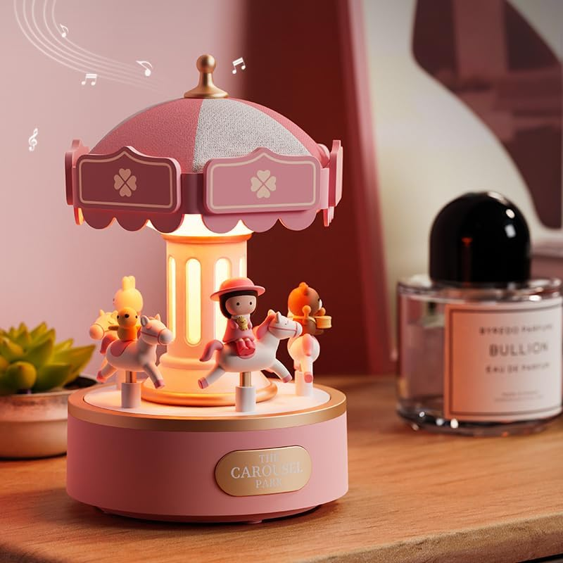 Kids Gift Carousel Music Box USB Rechargeable Night Light Sweet Dream Girl image number 3