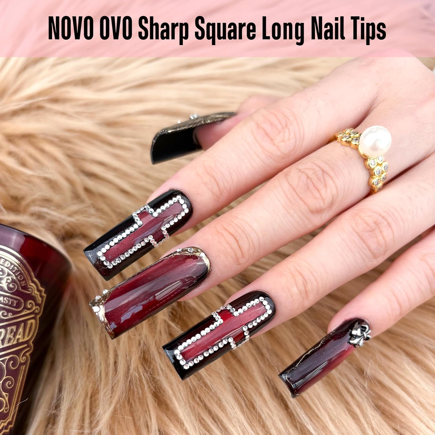 NOVO OVO Sharp Square Long Nail Tips, Press On, Natural (Not Sculpted), No C Curve, Soft Gel Double Matte Clear Artificial Extension, Full Cover for Salon DIY, 15 Sizes, Pack of 180 - Long Sharp Square Clear Nail Tips 180_Eu image number 6
