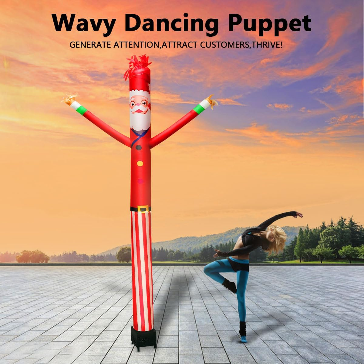 8FT Inflatable Air Waving Tube Dancer with Blower Set, Blow up Inflate Santa Clause for Christmas Decorations (Santa Claus)