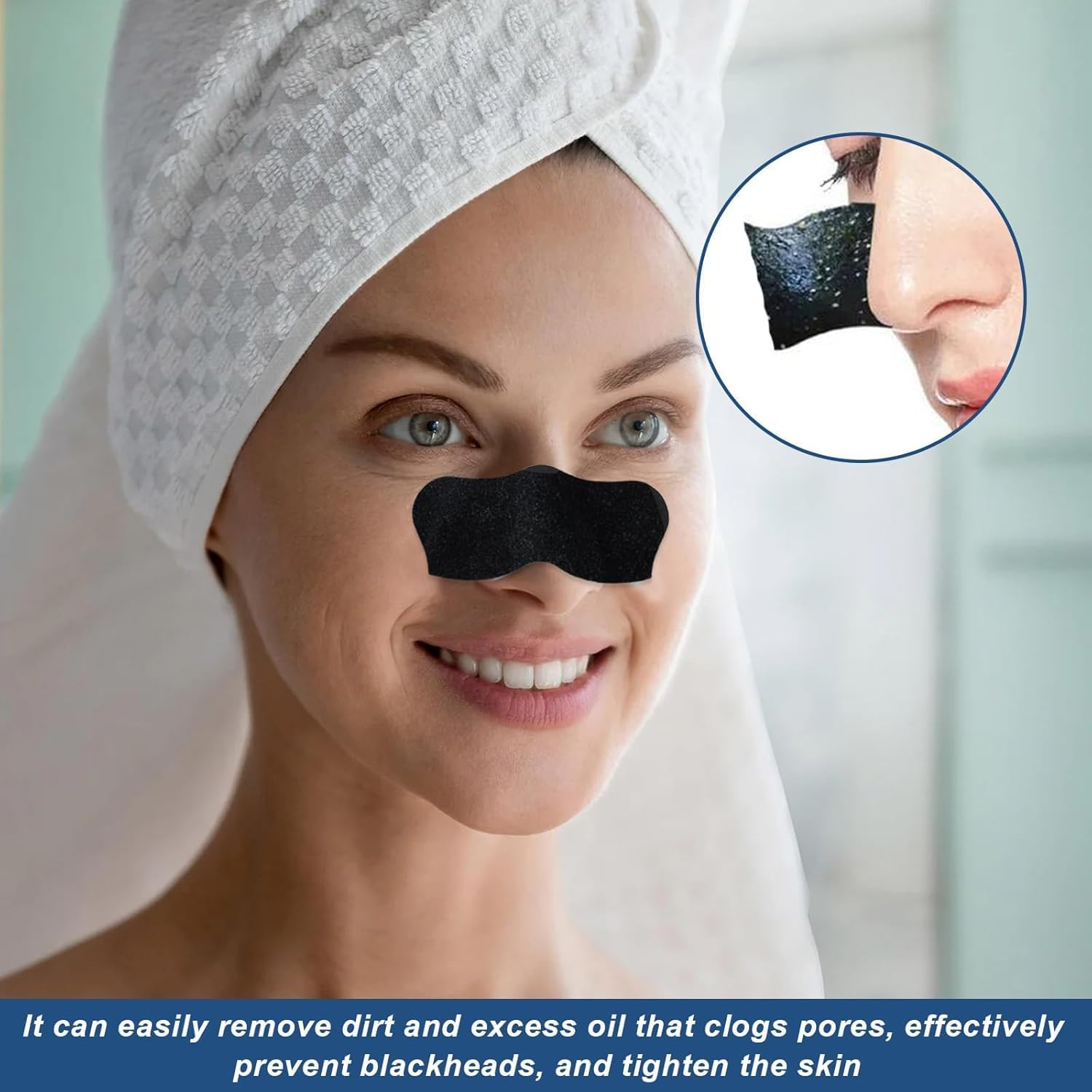 100 Pcs Blackhead Removal Strip, Nose Strip, Blackhead Pore Strip, Charcoal Deep Cleaning Nose Strip, Suitable for Men and Women image number 4