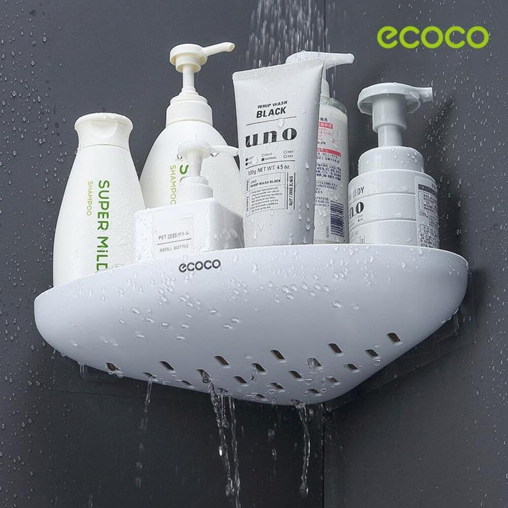 Ecoco Bathroom Corner Shower Shelf Corner Shower Caddy Shower Storage Organizer Wall Mounted for Bathroom, Kitchen, Toilet Black image number 4