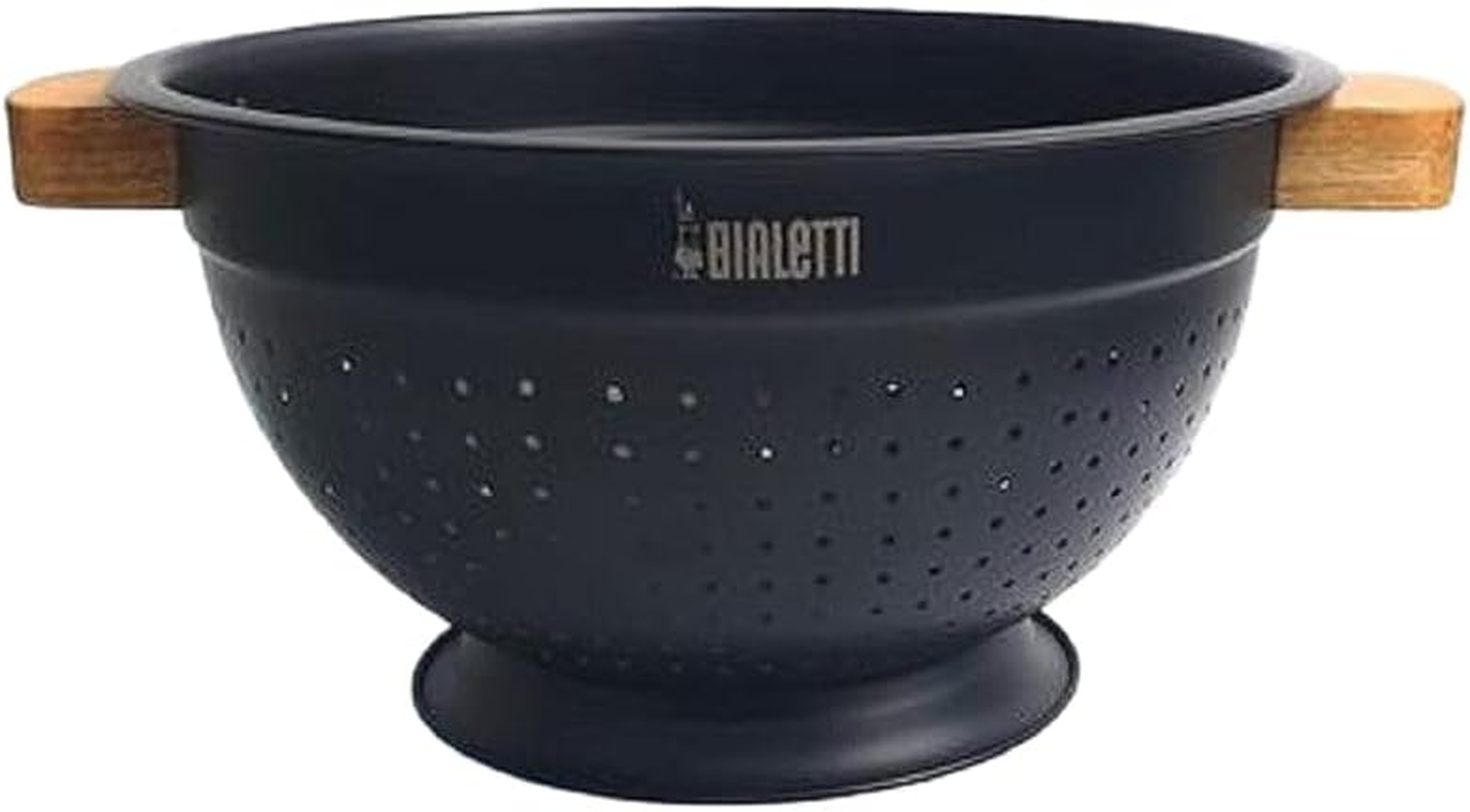 St Clare Stainless Steel Colander with Acacia Handle, Black, 24 Cm Size image number 1