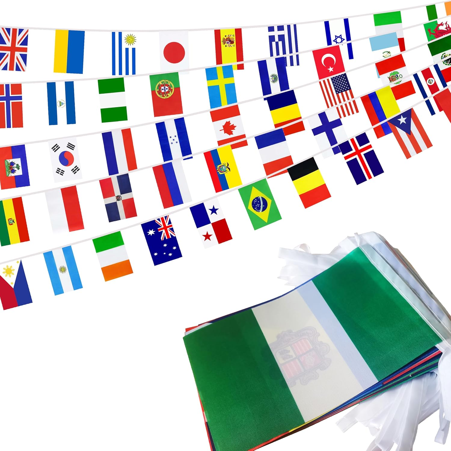 100 Countries International String Flag,World Country Flags Bunting Banner,Small Mini National Bunting Flags Banner Decoration for School, Sports Events, Grand Opening, Party(95Ft)