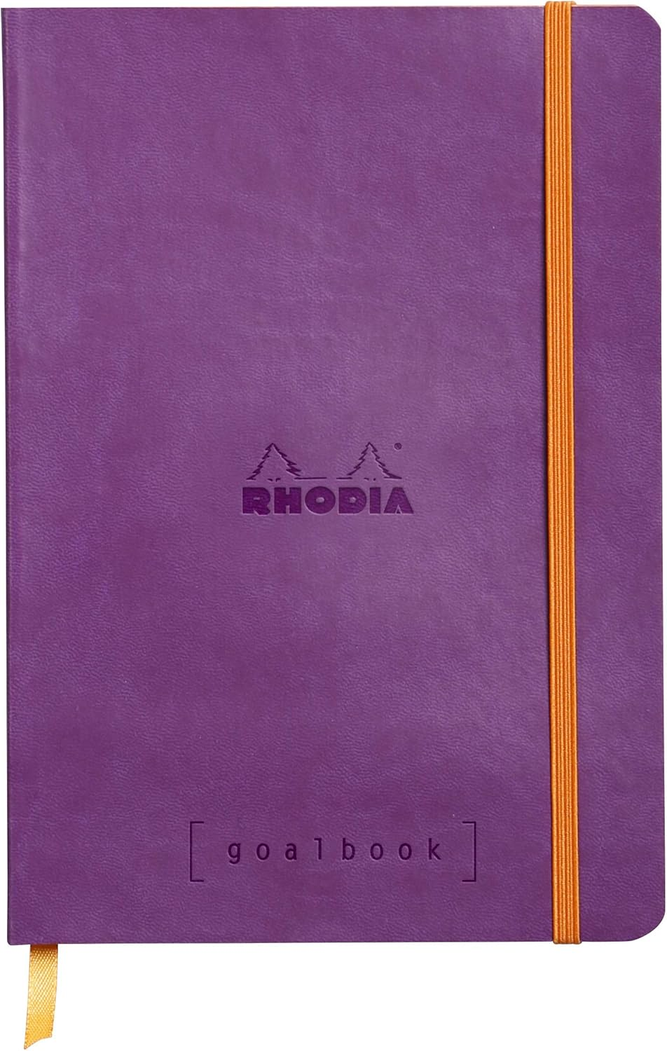 RHODIA 117755C - Soft Notebook Bullet Journal Goalbook Orange - A5 - Dotted Dot - 240 Pages - 90G Ivory Clairefontaine Paper - 2 Ribbons, Elastic Closure - Faux Leather Cover