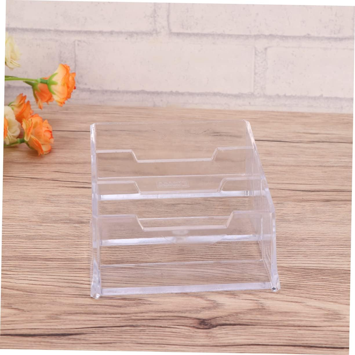 HOODANCOS Stationery Organizer Acrylic Business Case Slot Table Storage Box Office Supplies Card Holder Desk Accessory