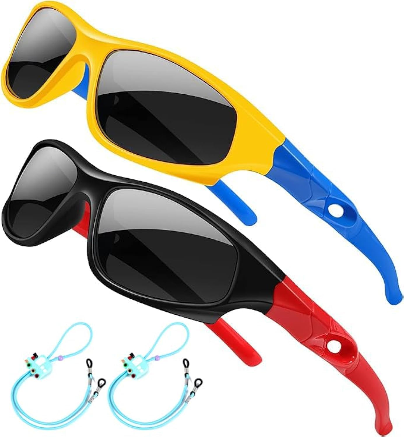 Flexible Kids Sunglasses Polarized Sports Sun Glasses Girls Boys Cycling Shades with Straps UV400 Protection Eyewear for Age 3-10