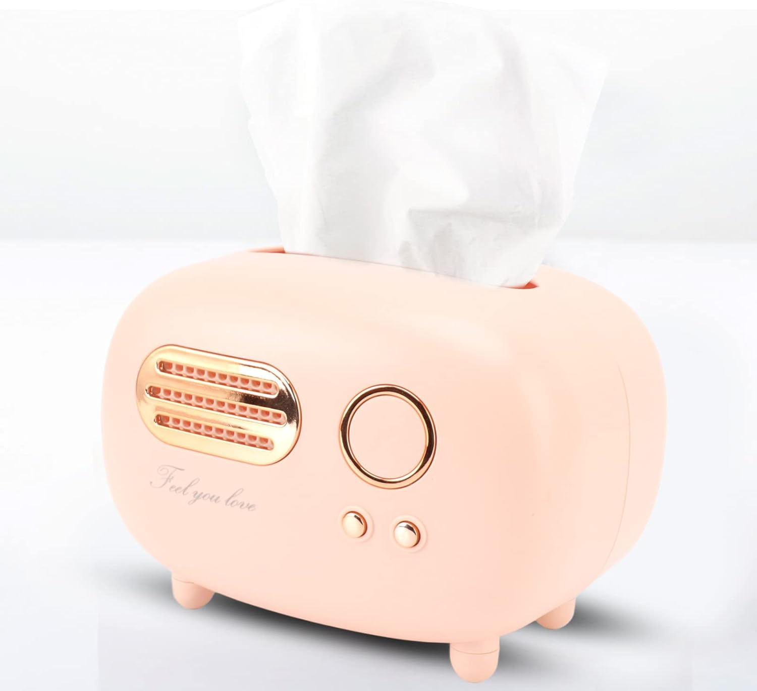 Retro Radio Facial Tissue Box Cover, Radio Shaped Tissue Box Holder for Bathroom Use, Cute and Versatile Gift (Red)