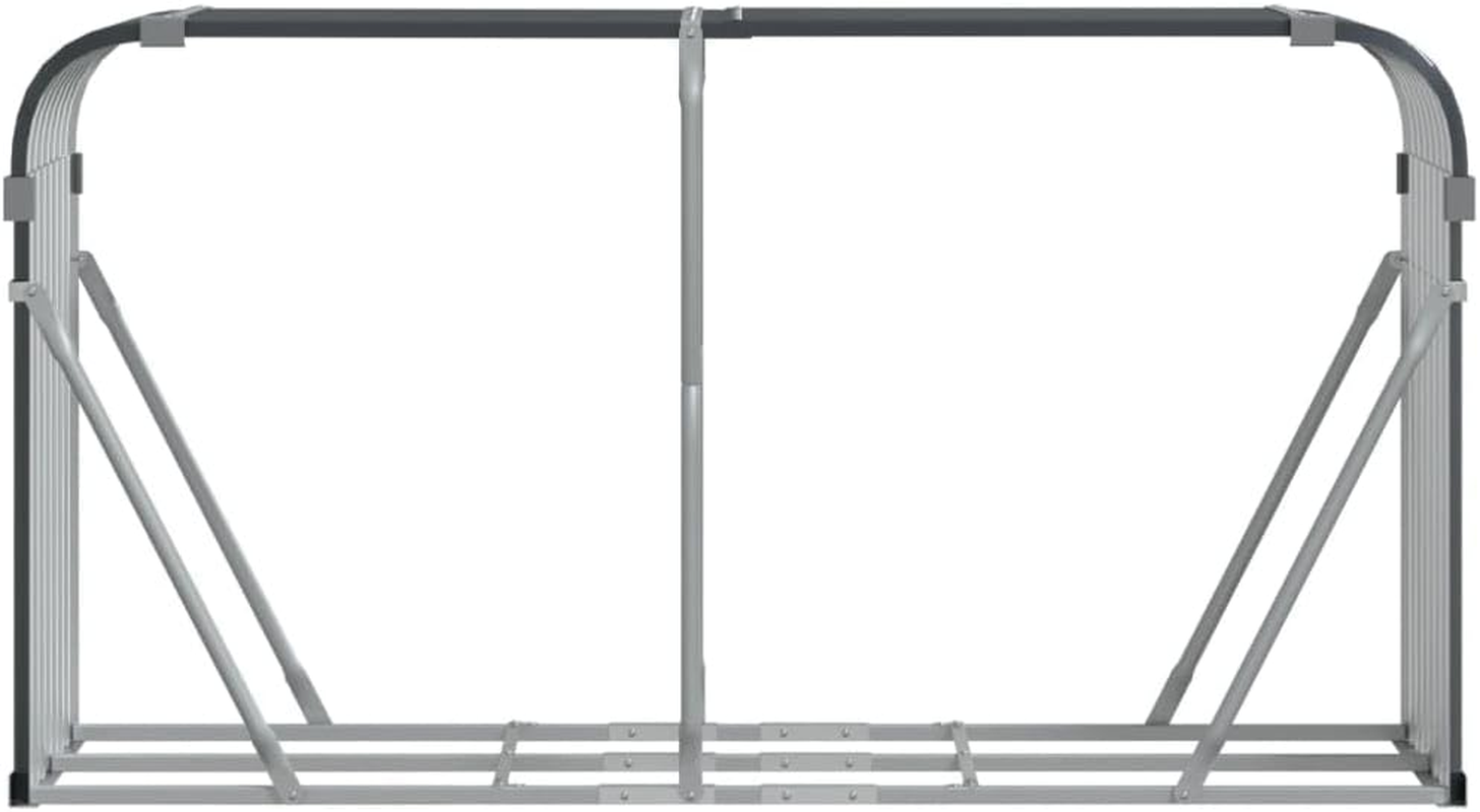 Log Holder Anthracite 180X45X100 Cm Galvanised Steel Fireplace Accessory, Heavy-Duty Storage Rack with Hooks for Indoor and Outdoor Firewood Use