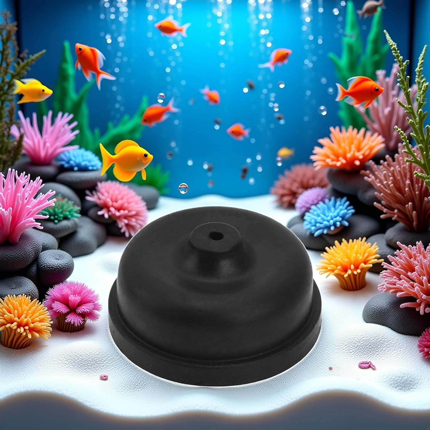 6Pcs Black Aquarium Diaphragm Air Pump Accessories EPDM Rubber Oxygen Pump Replacement Parts for Aquarium Fishing Oxygen Pump Aquarium Diaphragm Silicone Cup Parts Reolacements Fish and Aquatic Pets image number 3