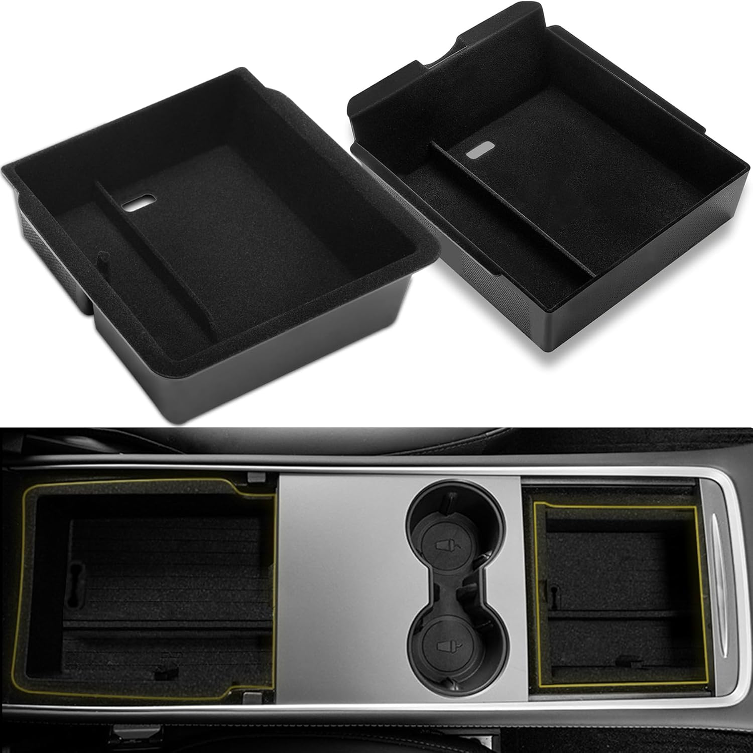 Center Console Organizer for Tesla Model Y Juniper 2025 2026 & Model 3 Highland 2025/2024 Armrest Storage Box Holder Insert Tray Hidden Drawer Interior Accessories
