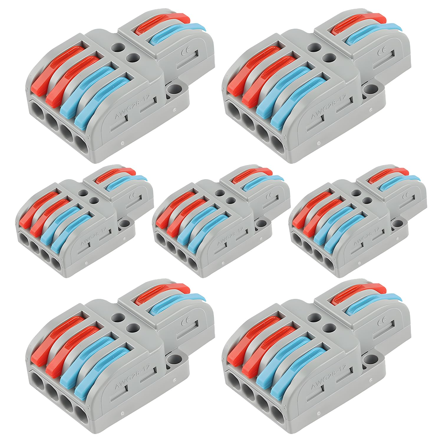 Lever Wire Connector,7 Pcs Universal 2 in 4 Out Conductor Combination Compact Electrical Insulated Terminals,Quick Disconnect Compact Splicing Connectors for Circuit Inline image number 4