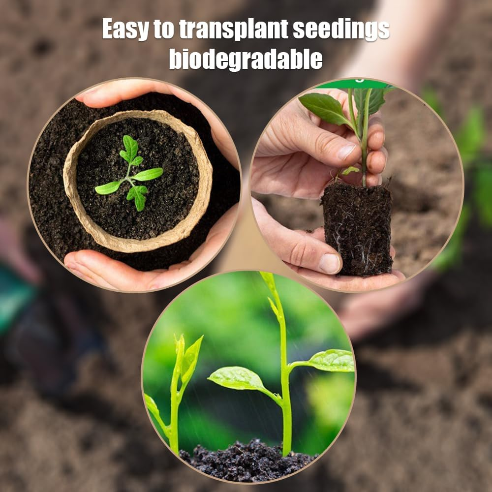 50 Packs Plant Cups Planting,Germination Nursery Pots,Degradable Seedling Pot,Paper Pulp Seedling Cup,Seed Germination Trays with 10 Plant Labels,For Vegetable, Flower image number 6