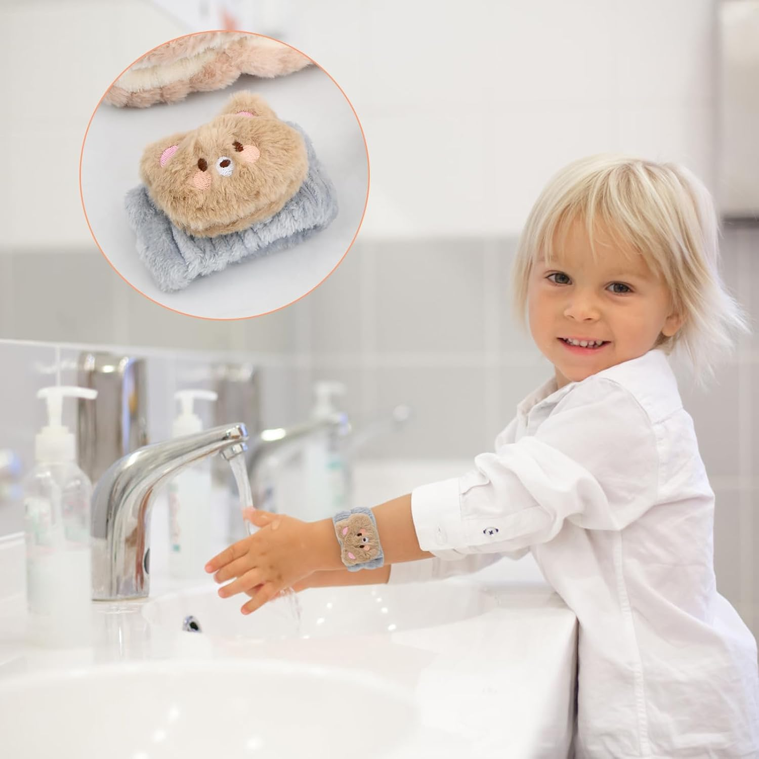 3 Piece Spa Face Headband Wrist Wash Bands Set, Face Wash Bracelets Elastic Makeup Hair Band Elastic Cosmetic Skincare Makeup Hair Band Women Yoga Shower