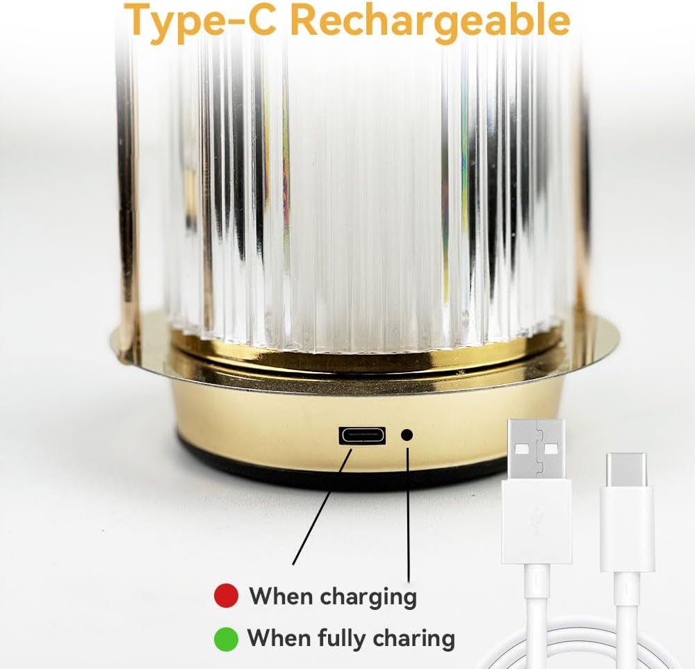Cordless Table Lamp 2 Packs, Rechargeable LED Night Light with 3 Color Stepless Dimming, Battery Operated Ambient Lighting Bedside Lamp for Bathroom, Bedroom, Kidsroom, Outdoor, Restaurant image number 4