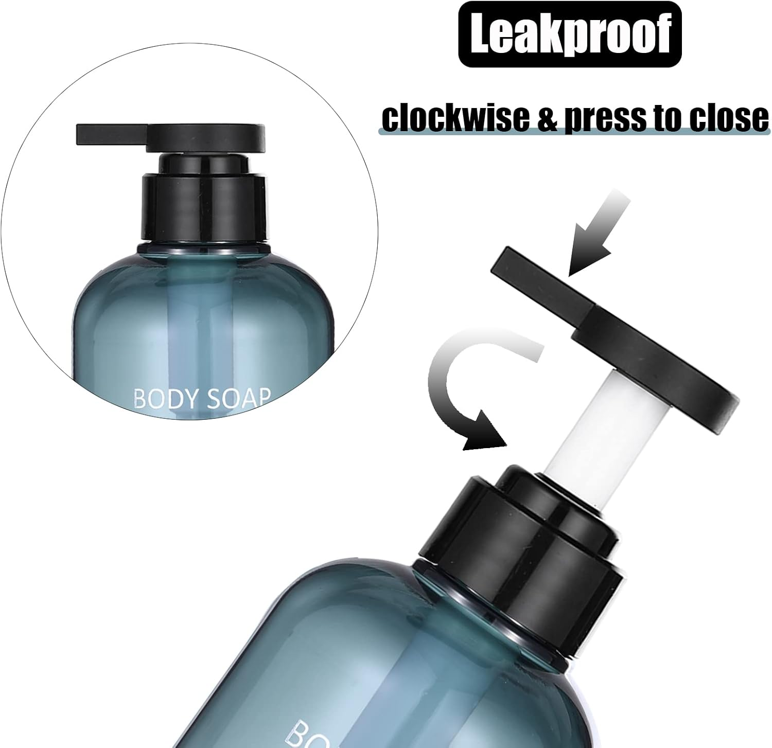 16.9 Oz Shampoo and Conditioner Dispenser with Black Plastic Pump, 3 Pack Shampoo Conditioner Body Wash Dispensers, Shower Soap Dispensers, Blue Plastic Refillable Shampoo and Conditioner Bottles