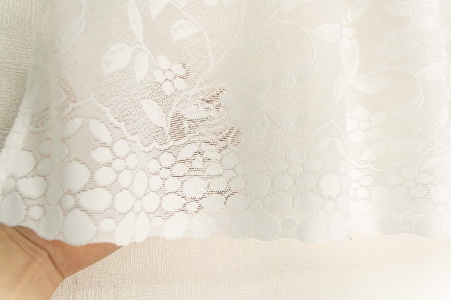 Arie Cafe Curtain, White, Width 39.4 X Length 35.4 Inches (100 X 90 Cm), Made in Japan, Cute Flower Vine Pattern image number 5