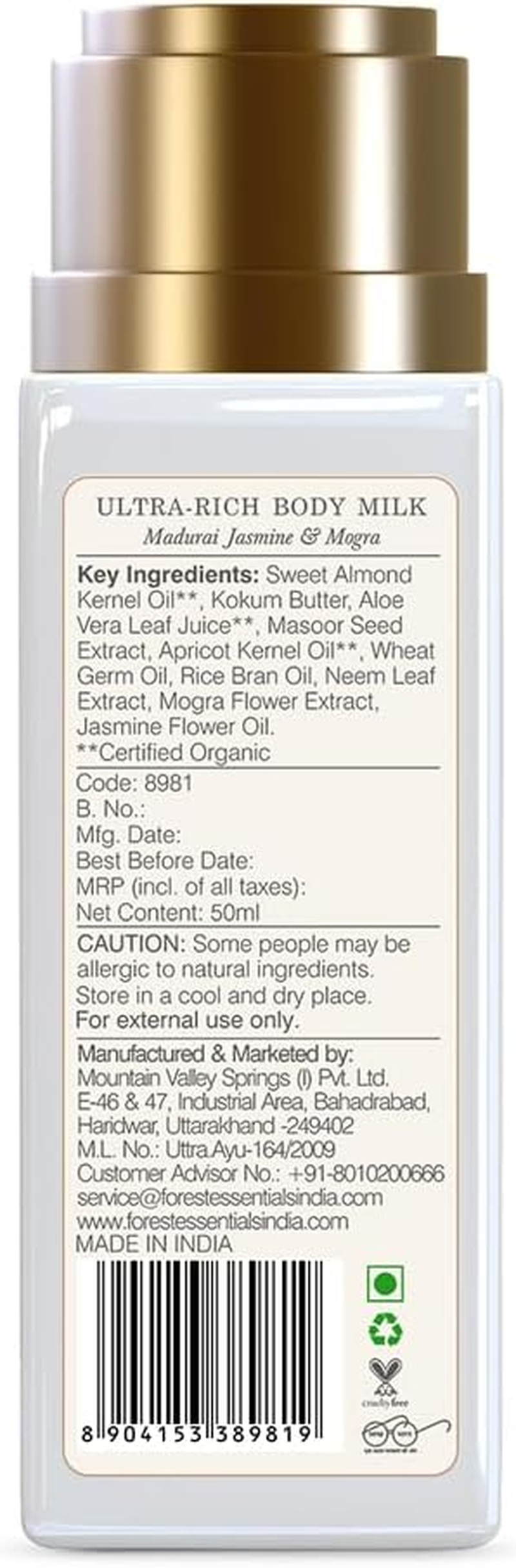 Forest Essentials Ultra Rich Body Lotion, Jasmine and Mogra, 50Ml