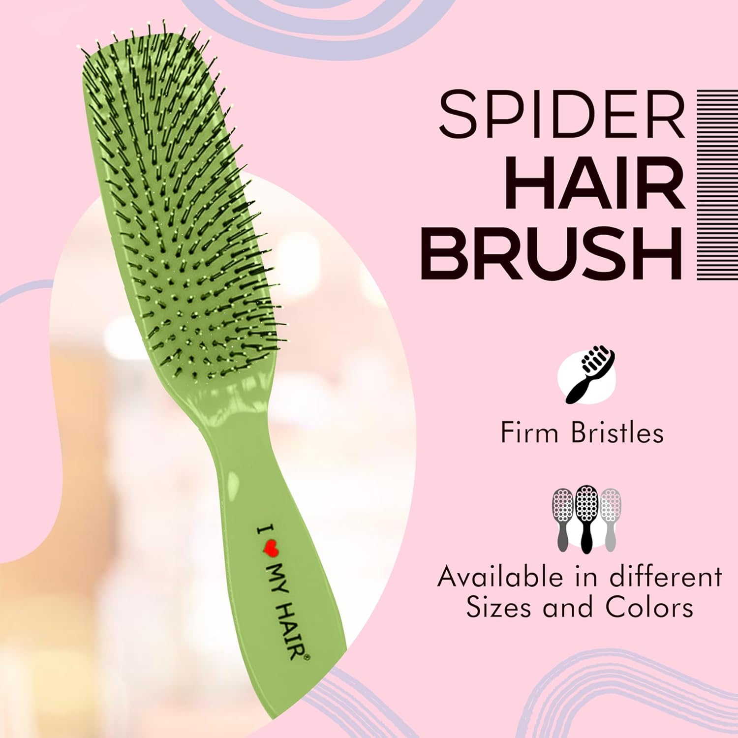 I ❤ MY HAIR I Love My Hair Detangler Brush - for All Types Wet or Dry Spider Series Small Size Green - Black image number 5