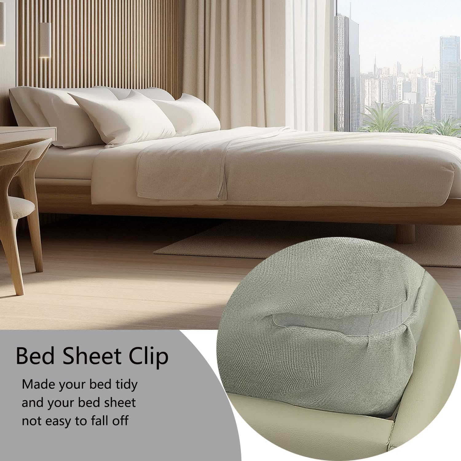 4Pcs Bed Sheet Holder Fitted Sheet Straps, Large Holders Keep Sheets Firm & Tight,Bed Sheet Rack with Lock Strip Easy to Install for All Mattress Sizes-Grey image number 1