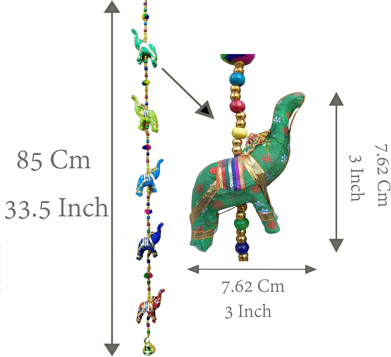 Indian Traditional Five Elephant Hanging Layer Door Hanging, Wall Hanging, Decorative Hanging