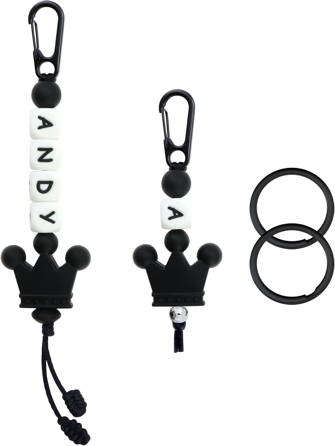 Personalised School Bag Name Tag Child ID Tag with Name, Silicone Beaded Name Tag for Childcare, Daycare, Kindergarten Backpacks - Grey Cat