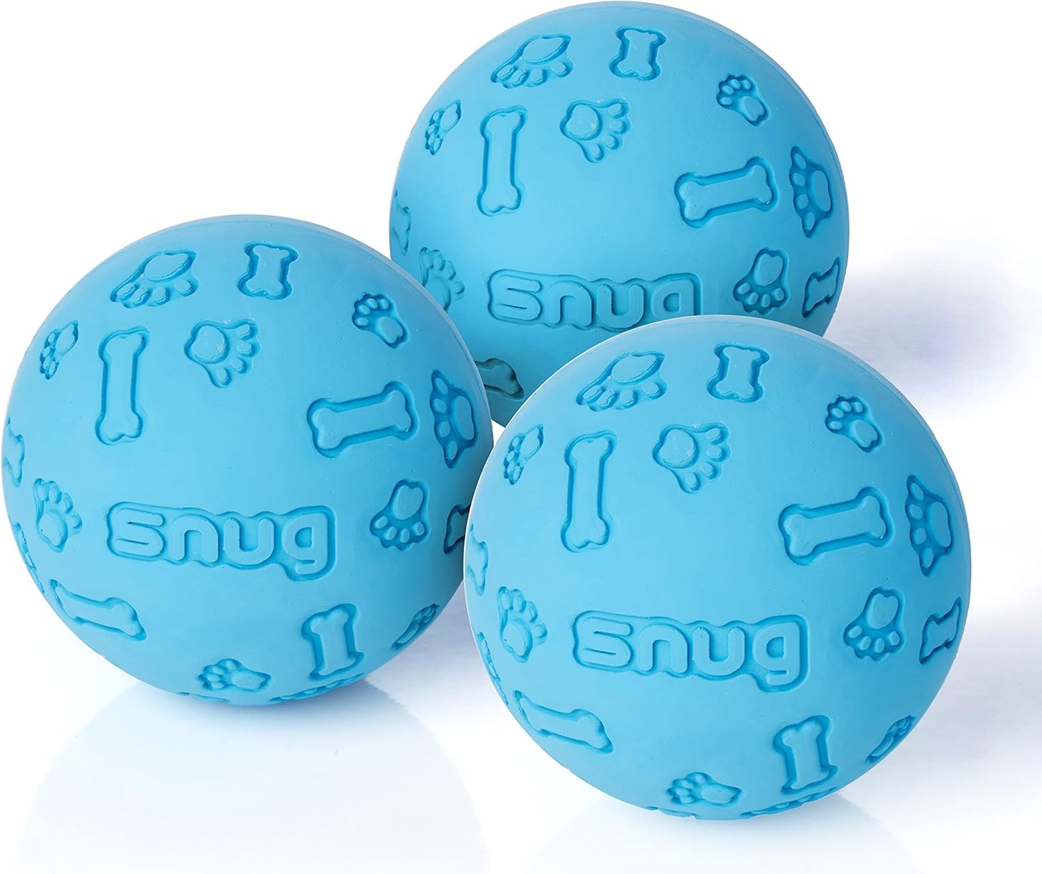 Snug Rubber Dog Balls for Small and Medium Dogs - Tennis Ball Size - Virtually Indestructible (3 Pack - Cool)