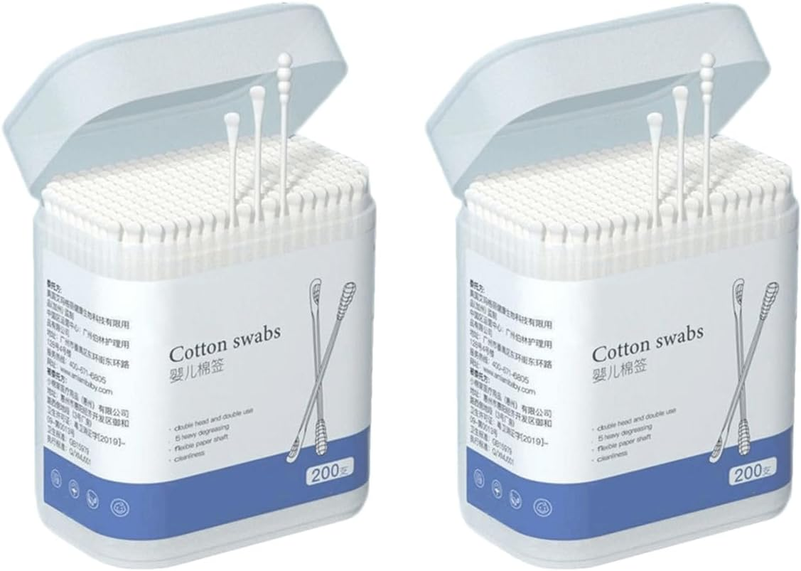 Kisangel 2 Boxes Baby Cotton Swab Double Ear Cotton Stick 400Pcs Natural Paper Sticks Buds for Wax Cleaner image number 4