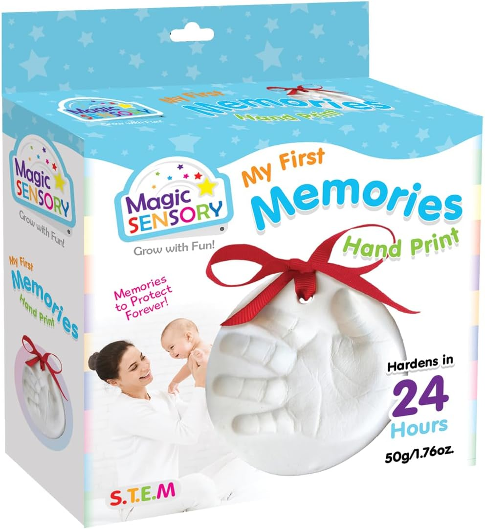 Magic Sensory My First Memories Baby Handprint & Footprint Keepsake Kit &ndash; Air-Dry Clay Ornament with Ribbon &ndash; Newborn Keepsake, for Parents & Grandparents. image number 4