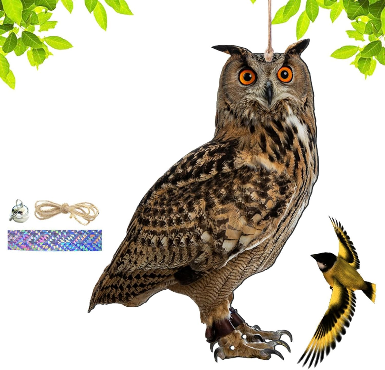 Fake Owl Decoys - Owl Pigeon Scarer, Pigeon Dete-Rrent Bird Repel-Lent Devices, Hanging Dete-Rrent Garden Eagle Pendant for Garden Ponds Patio Pool, Keep Birds Away from Your Home Garden image number 3