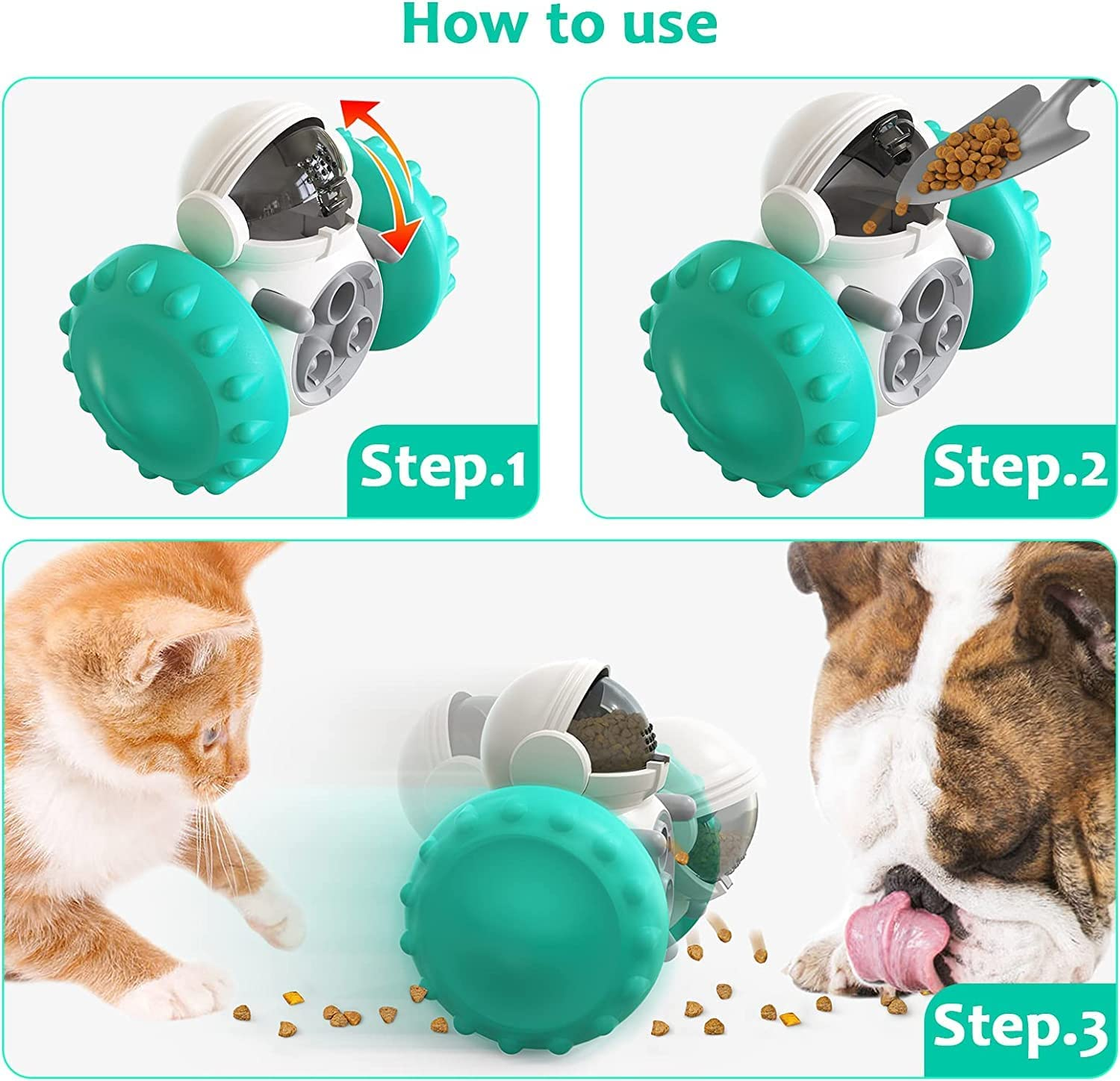 Dog Treat Dispenser Toys Puppy Interactive Puzzle Toy Doggy Slow Feeder Pet Food Dispensing for Puppy,Medium Small Dogs Birthday Gift Dog Cat Treat Balls Puzzle Enrichment Toys