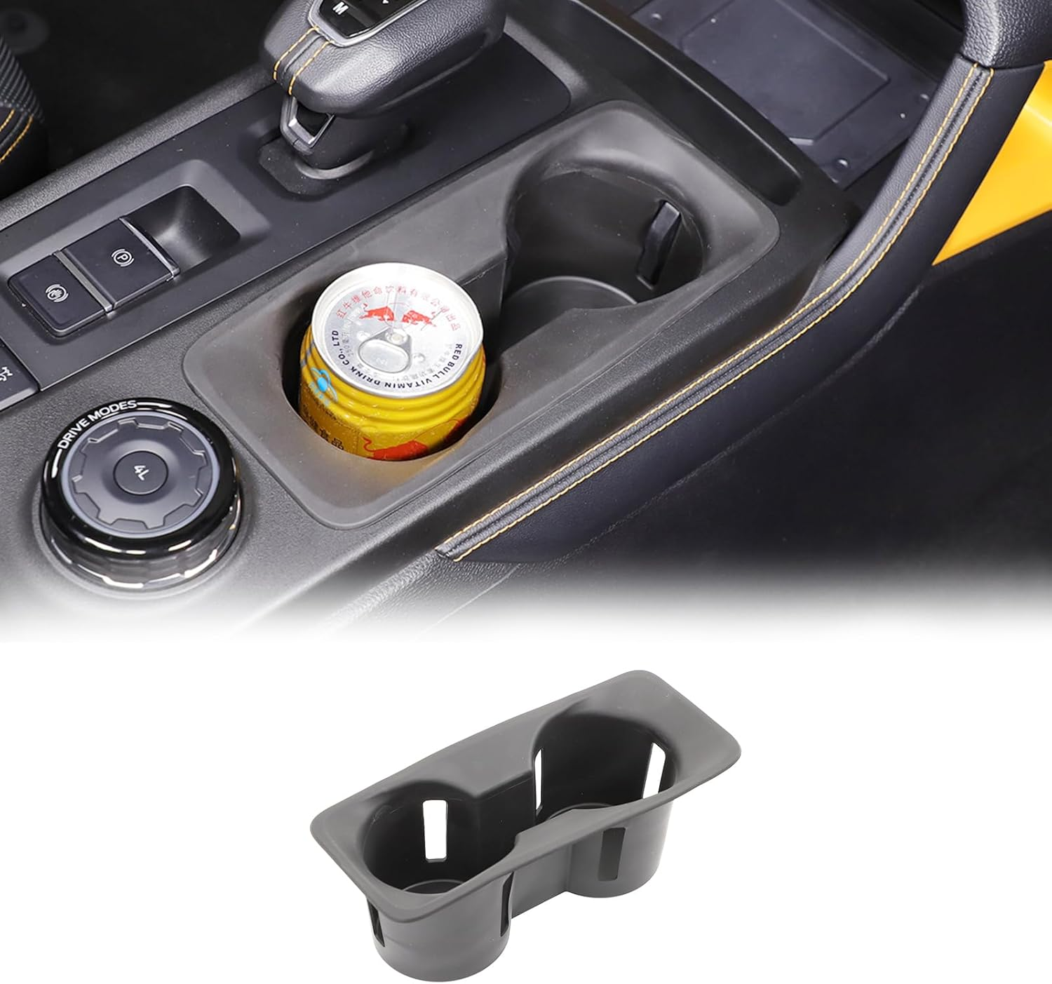 Yinaniutos Cup Holder Insert Compatible with Ford Ranger 2023-2025 Accessories | TPE Center Console Cup Drink Liner | 1PC Set image number 1