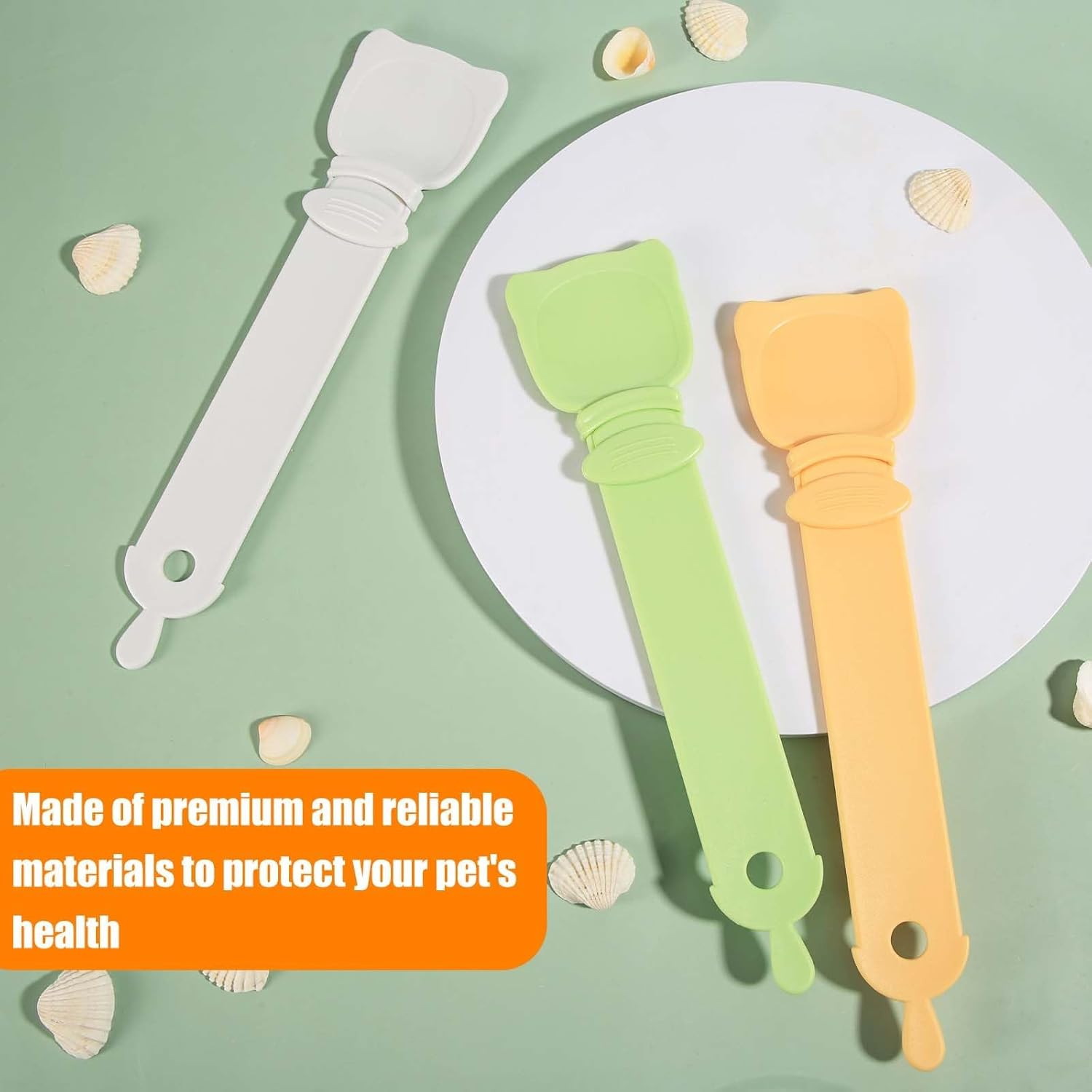 OMIPAWZ 3 Pcs Happy Cat Squeeze Treat Spoon, Strip Feeder for Lickable Treats